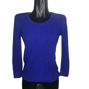Napa Valley Royal Blue Cable Knit Patterned Sweater Size SP